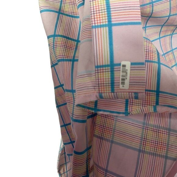 Peter Millar Pink & Blue Plaid Button-Down Cotton Dress Shirt, Men's XL - Picture 4 of 8